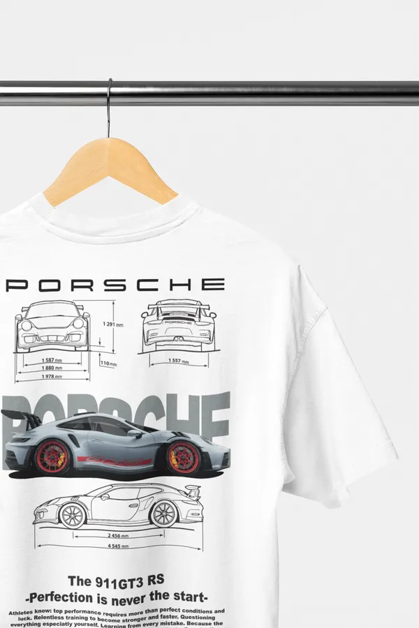 White_Porsche_911_Gt3_Rs_Performance_Oversized_T-Shirt_Premium_240_GSM_French_Terry_Cotton_For_Unisex