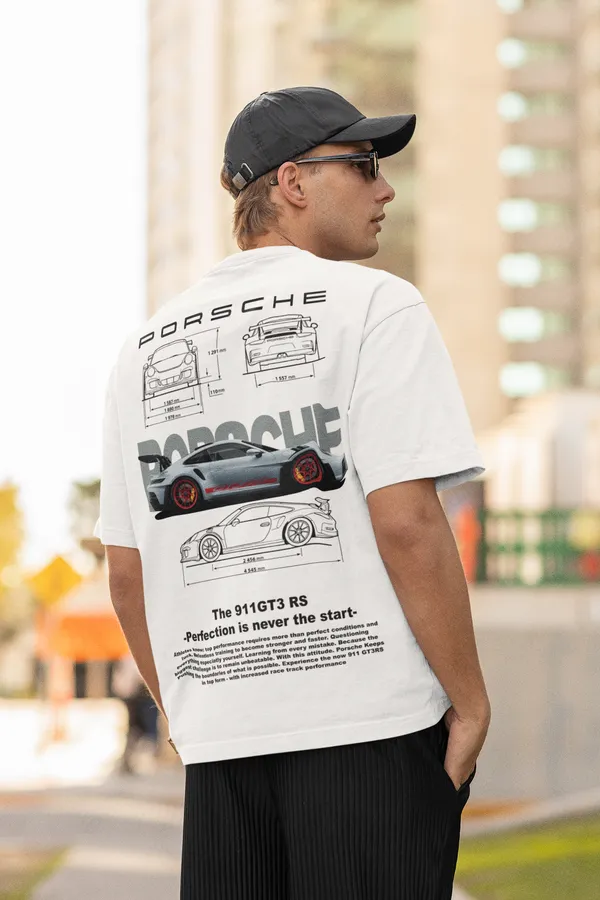 White_Porsche_911_Gt3_Rs_Performance_Oversized_T-Shirt_Premium_240_GSM_French_Terry_Cotton_For_Unisex