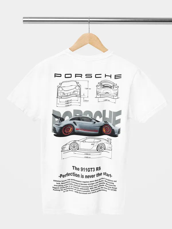 White_Porsche_911_Gt3_Rs_Performance_Oversized_T-Shirt_Premium_240_GSM_French_Terry_Cotton_For_Unisex
