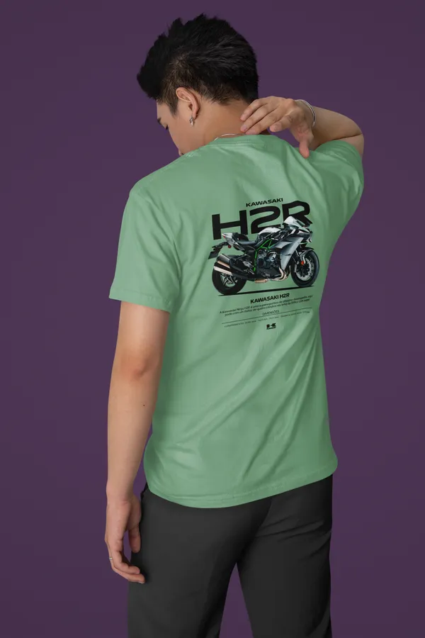 Mint_Green_Kawasaki_H2R_Supercharged_Regular_Fit_160_GSM_Cotton_Tee_For_Unisex