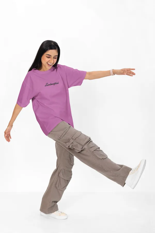Lilac_Lamborghini_Aventador_Oversized_T-Shirt_Premium_French_Terry_Cotton_240_GSM_For_Unisex