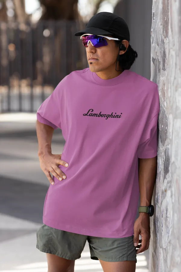Lilac_Lamborghini_Aventador_Oversized_T-Shirt_Premium_French_Terry_Cotton_240_GSM_For_Unisex