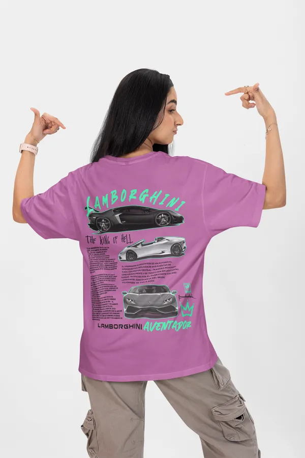 Lilac_Lamborghini_Aventador_Oversized_T-Shirt_Premium_French_Terry_Cotton_240_GSM_For_Unisex