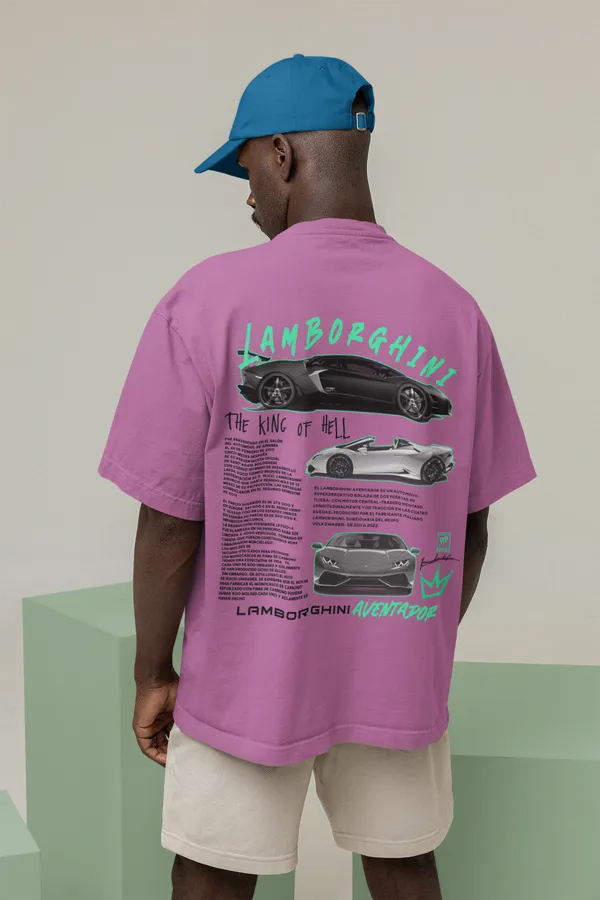 Lilac_Lamborghini_Aventador_Oversized_T-Shirt_Premium_French_Terry_Cotton_240_GSM_For_Unisex