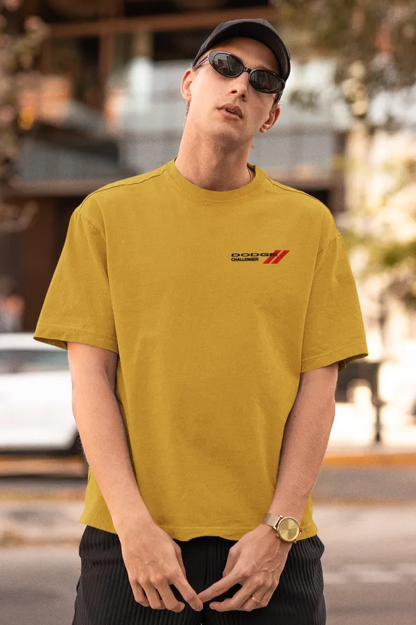Mustard_Dodge_Challenger_Srt_Hellcat_Oversized_T-Shirt_Premium_French_Terry_Cotton_240_GSM_For_Unisex
