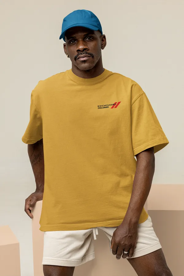 Mustard_Dodge_Challenger_Srt_Hellcat_Oversized_T-Shirt_Premium_French_Terry_Cotton_240_GSM_For_Unisex