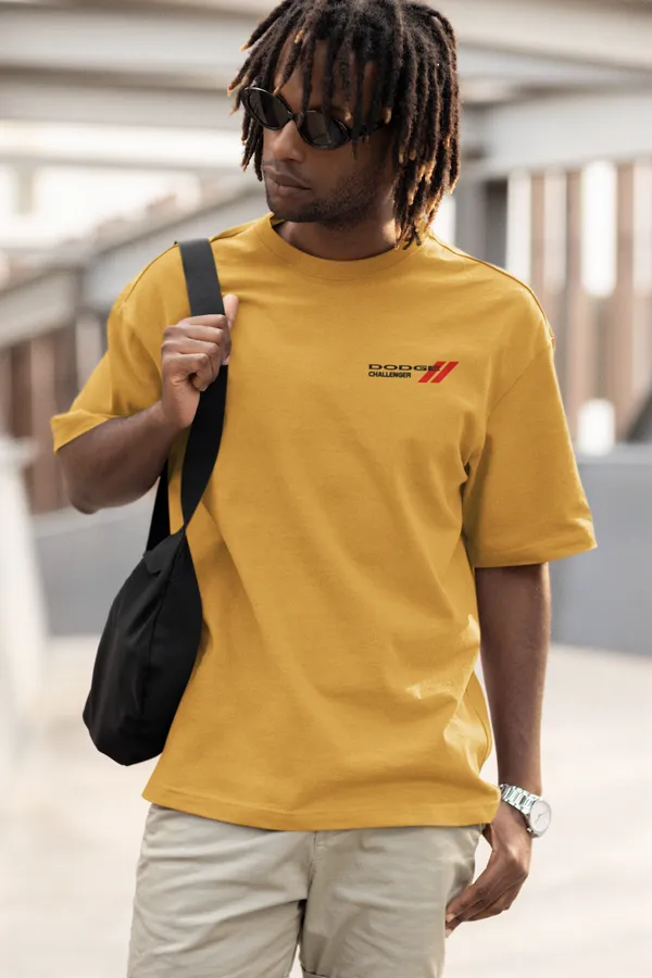 Mustard_Dodge_Challenger_Srt_Hellcat_Oversized_T-Shirt_Premium_French_Terry_Cotton_240_GSM_For_Unisex