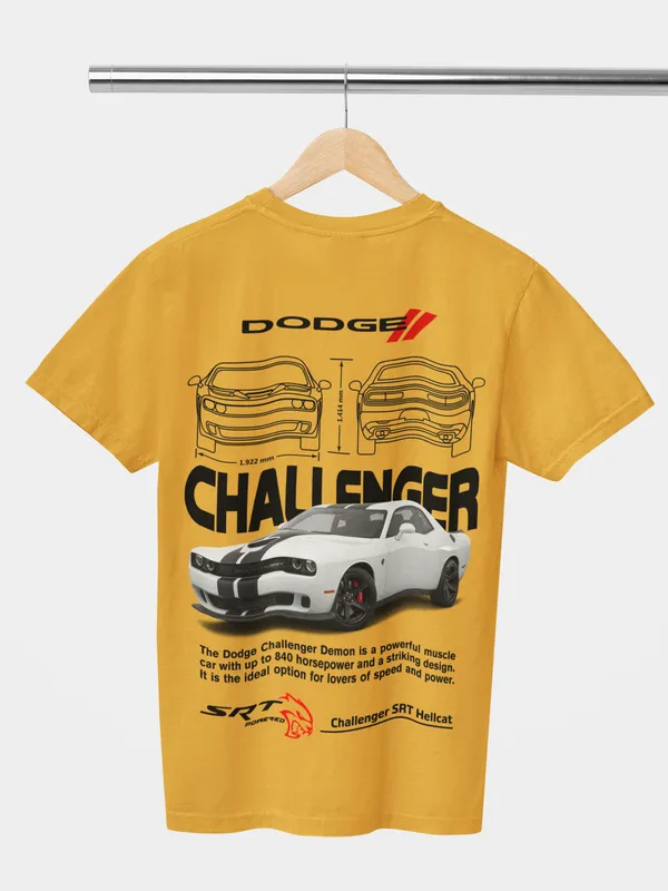 Mustard_Dodge_Challenger_Srt_Hellcat_Oversized_T-Shirt_Premium_French_Terry_Cotton_240_GSM_For_Unisex