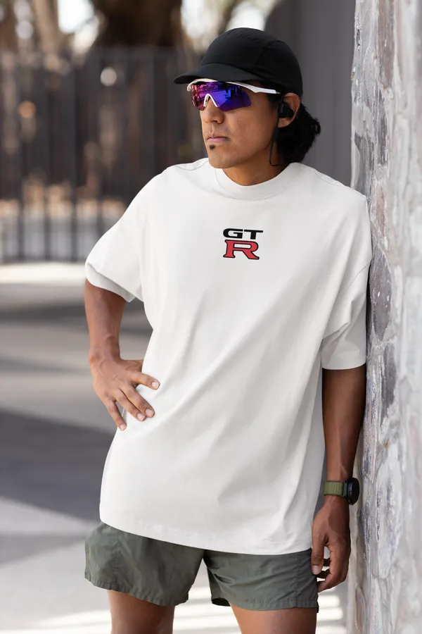 White_Nissan_Skyline_R34_Paul_Walker_Tribute_Oversized_T-Shirt_Premium_French_Terry_Cotton_240_GSM_For_Unisex