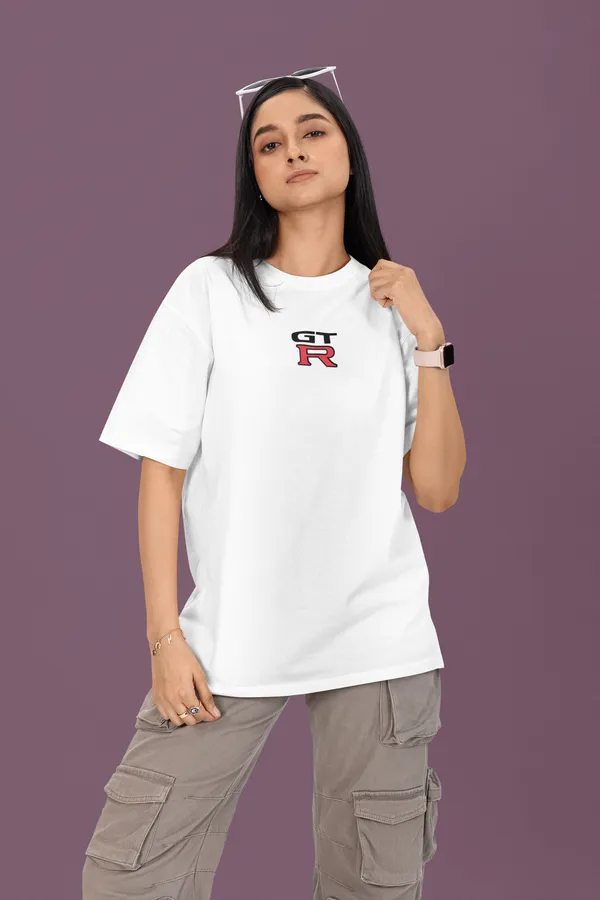 White_Nissan_Skyline_R34_Paul_Walker_Tribute_Oversized_T-Shirt_Premium_French_Terry_Cotton_240_GSM_For_Unisex