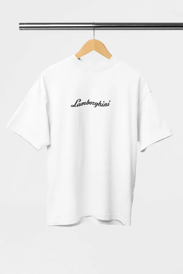 White_Lamborghini_Aventador_Oversized_T-Shirt_Premium_French_Terry_Cotton_240_GSM_For_Unisex