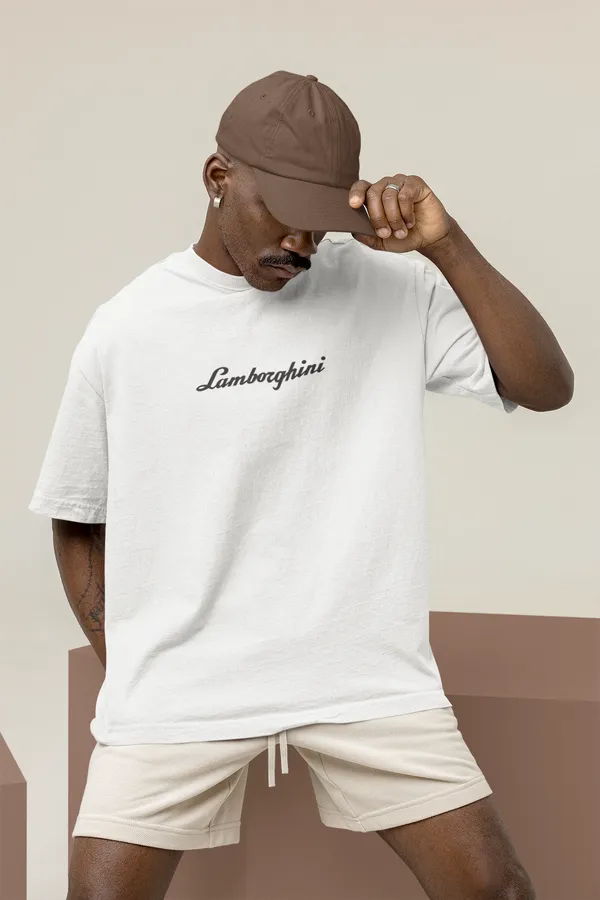 White_Lamborghini_Aventador_Oversized_T-Shirt_Premium_French_Terry_Cotton_240_GSM_For_Unisex