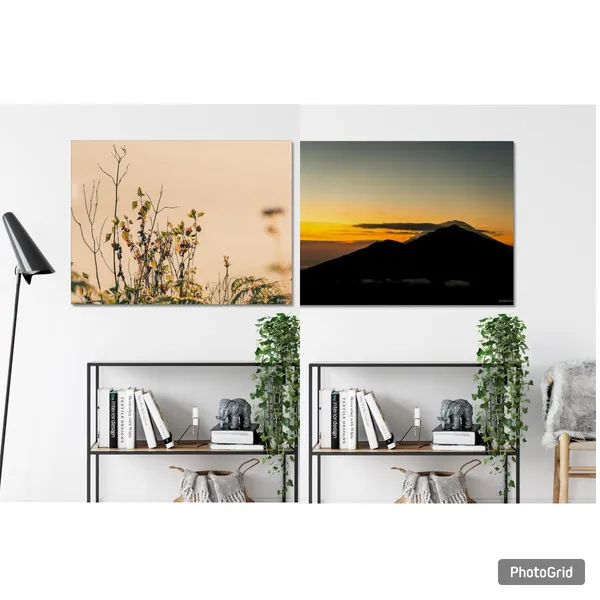 End_Of_The_Bloom_Wall_Art_On_Wooden_Frame_&_First_Light_Over_Batur_Wall_Art_Canvas_Print_Landscape_Nature_Photography_On_Wooden_Frame_(Pack_Of_2)