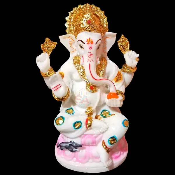 Gold_Foil_Ganesh_Idol_For_Home_Decor_Marble_Dust_Ganpati_Statue_For_Car_Dacor