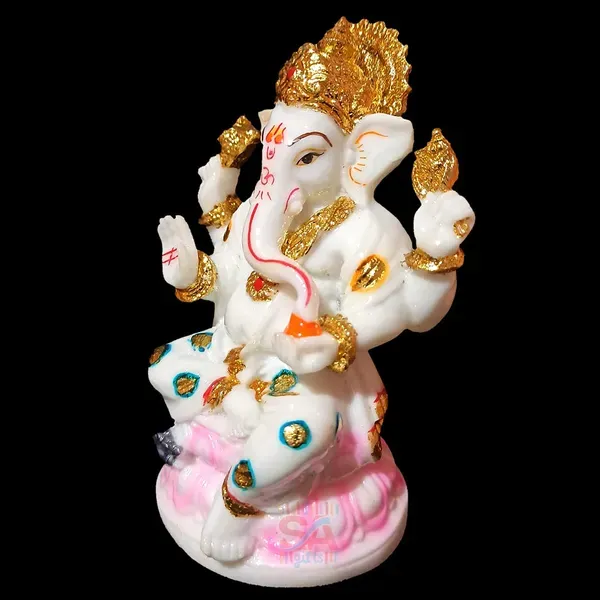 Gold_Foil_Ganesh_Idol_For_Home_Decor_Marble_Dust_Ganpati_Statue_For_Car_Dacor