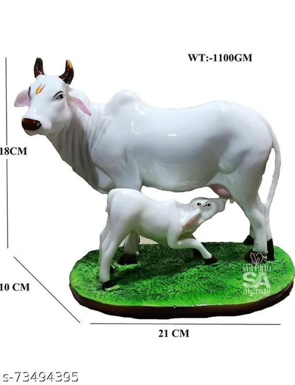 Sai_Amrut_Handicraft_Decorative_Marble_Dust_Poly_Resin_Cow_And_Calf_Big_Statue_Idol_For_Gift_Home_Decor_7_Inch_Multi_Colour