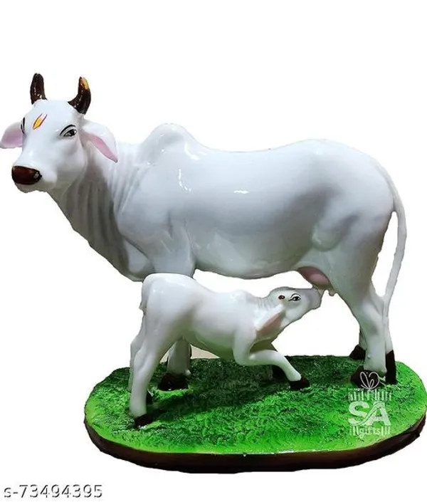 Sai_Amrut_Handicraft_Decorative_Marble_Dust_Poly_Resin_Cow_And_Calf_Big_Statue_Idol_For_Gift_Home_Decor_7_Inch_Multi_Colour