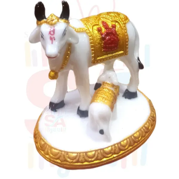 Sai_Amrut_Handicraft_Decorative_Polystone_Cow_And_Calf_Big_Statue_Idol