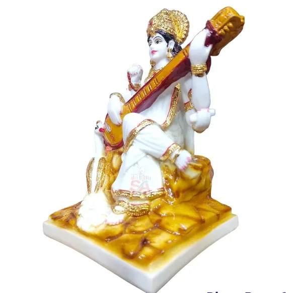 Marble_Gold_Foil_Saraswati_Idol_Statue_Hindu_Goddess_Of_Knowledge_Music_More