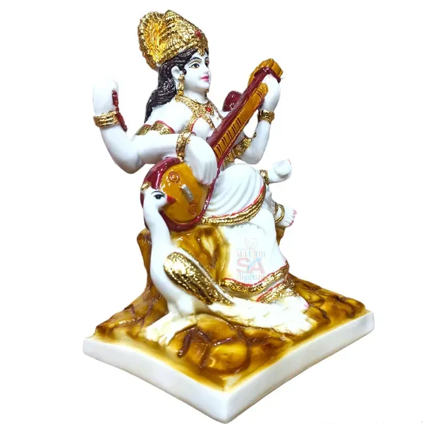 Marble_Gold_Foil_Saraswati_Idol_Statue_Hindu_Goddess_Of_Knowledge_Music_More