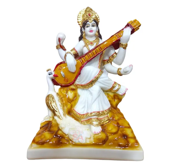 Marble_Gold_Foil_Saraswati_Idol_Statue_Hindu_Goddess_Of_Knowledge_Music_More