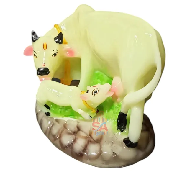 Sai_Amrut_Handicraft_Decorative_Polystone_Cow_And_Calf_Big_Statue_Idol_For_More