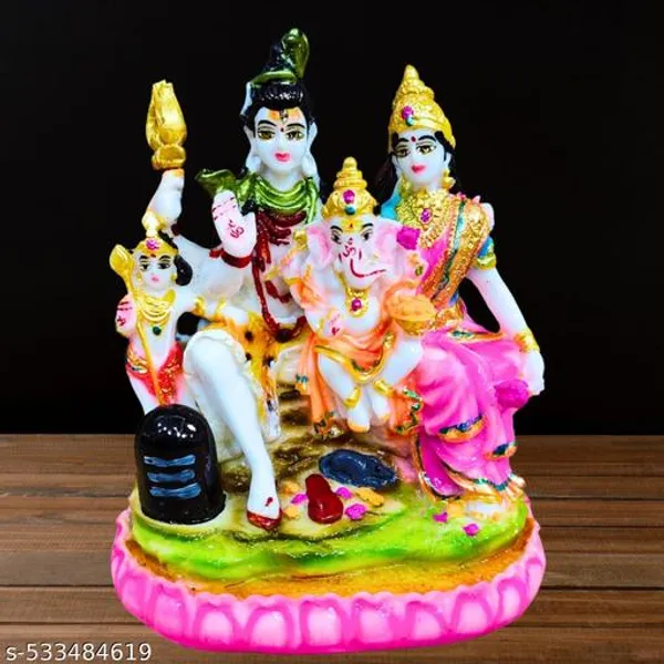 Marble_Lord_Shiva_Parvati_Kartikeya_And_Ganesha_Murti_Shiv_Family_Parivar_Idol_Statue_For_Home_Decor_Mandir_Temple_Gift_Showpiece_Finish_Murti_For_Pooja_Room_Multicolor_4_Inch