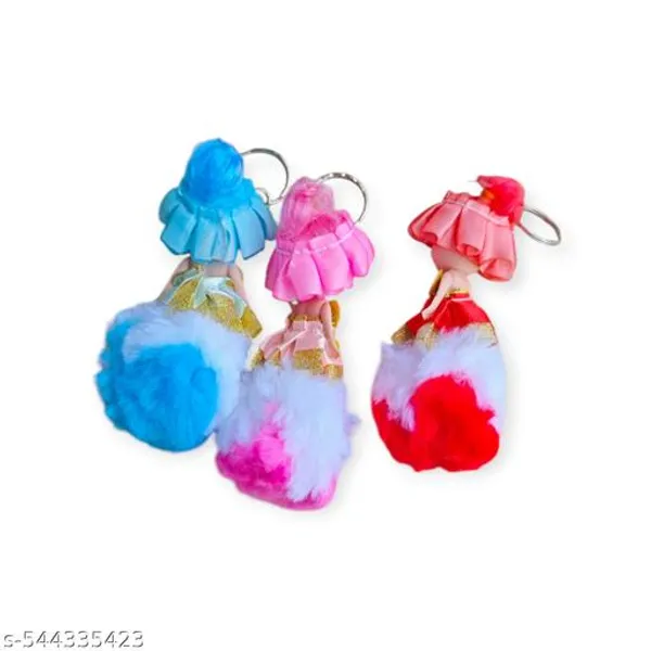 Sai_Amrut_Gifts_Set_Of_6_Cute_Doll_Keychains_With_Furry_Dress_Multicolor_Girls_Keyring_Combo_For_Bags_Gifts