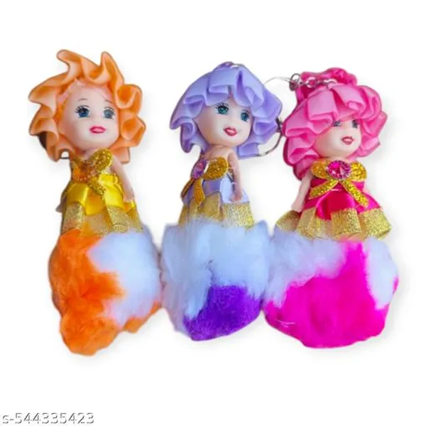 Sai_Amrut_Gifts_Set_Of_6_Cute_Doll_Keychains_With_Furry_Dress_Multicolor_Girls_Keyring_Combo_For_Bags_Gifts