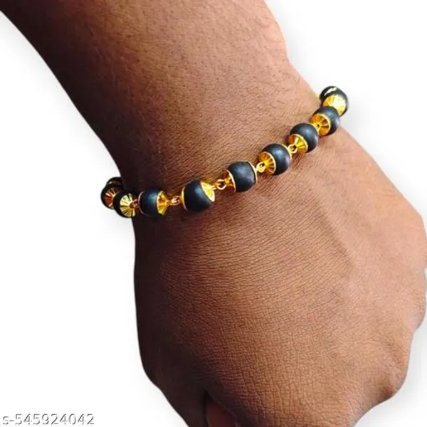 Sai_Amrut_Gifts_Original_Natural_Karungali_Mala_Bracelet_With_Elegant_Golden_Plating_Traditional_Spiritual_Wear_Unisex