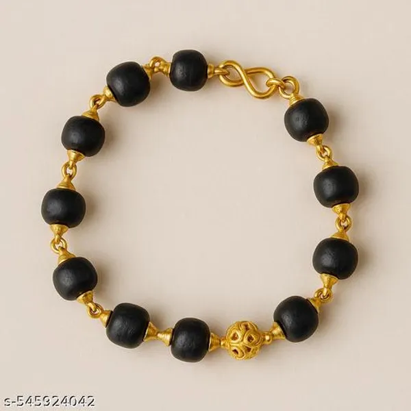 Sai_Amrut_Gifts_Original_Natural_Karungali_Mala_Bracelet_With_Elegant_Golden_Plating_Traditional_Spiritual_Wear_Unisex