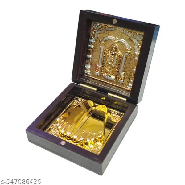Sai_Amrut_Gifts_Golden_Footprint_Temple_Idol_With_Lord_Vishnu_S_Image_Divine_Pooja_Decoration
