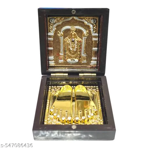 Sai_Amrut_Gifts_Golden_Footprint_Temple_Idol_With_Lord_Vishnu_S_Image_Divine_Pooja_Decoration