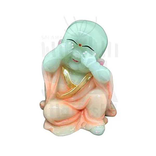 Re-sine_Radium_Little_Buddha_Monk_Sculpture,_15_CM,_Orange,_3_Piece
