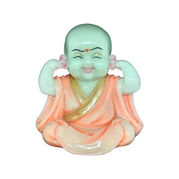 Re-sine_Radium_Little_Buddha_Monk_Sculpture,_15_CM,_Orange,_3_Piece
