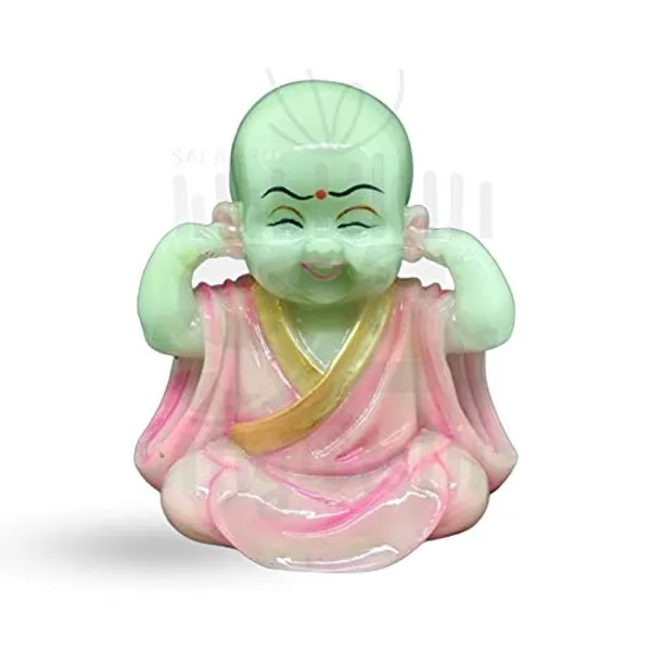 Re-sine_Radium_Little_Buddha_Monk_Sculpture,_15_CM,_Pink,_3_Piece