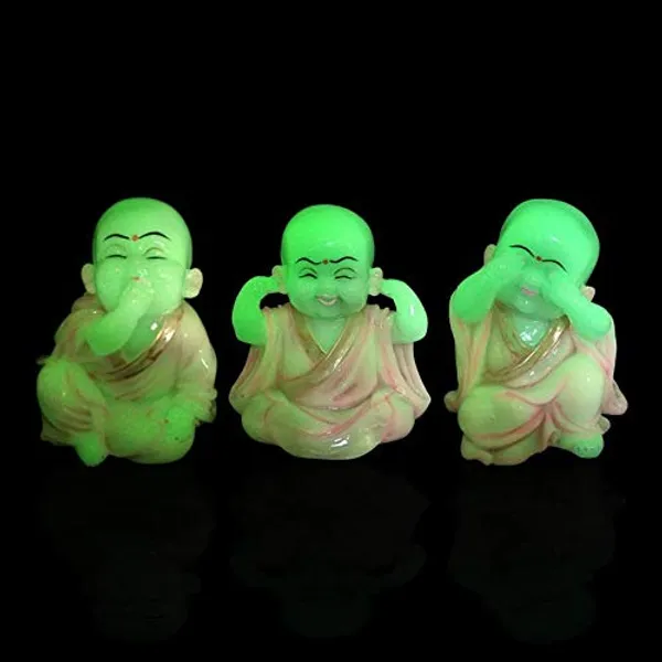 Re-sine_Radium_Little_Buddha_Monk_Sculpture,_15_CM,_Pink,_3_Piece