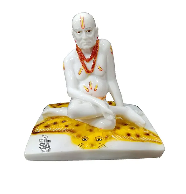 Resine_Swami_Samarth_God_Idol_in_Sitting_Position_for_Car_Dashboard_(3_inches,_White),_Idol