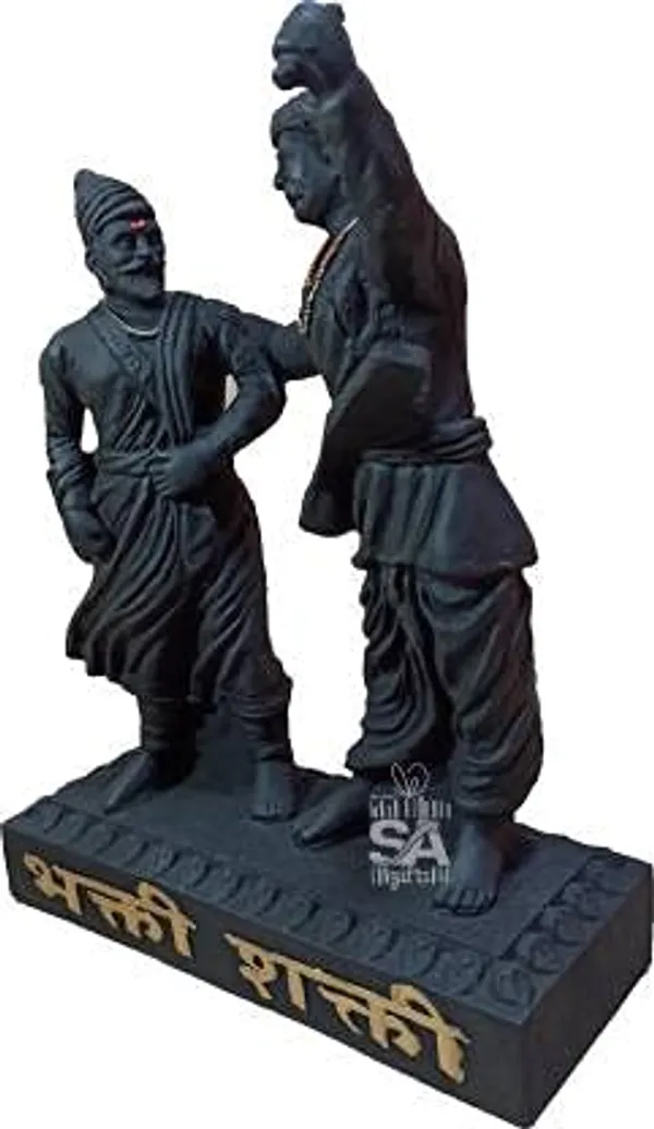 Stone_Bhakti_Shakti_Resine_Shivaji_Maharaj_and_Shant_Tukaram_Maharaj_Idol_(8_Inch,_Black)