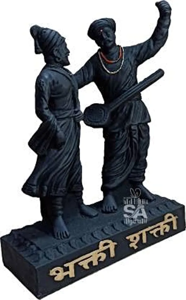 Stone_Bhakti_Shakti_Resine_Shivaji_Maharaj_and_Shant_Tukaram_Maharaj_Idol_(8_Inch,_Black)
