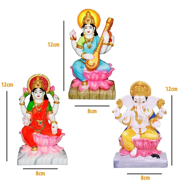 Sai_Amrut_Ganesh_Laxmi_Saraswati_Marble_Statue_Murti_for_Pooja_Room_Idols_Home_Decor_Decorative_Showpiece_-7inch_(Silver,_Orange)