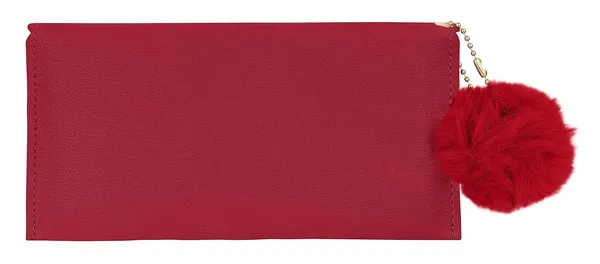 Sai_Amrut_Women's_Gold_Bead_Pattern_Scalloped_Clutch/Purse/Wallet_with_Faux_Fur_Keychain