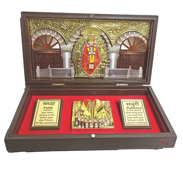 S_A_GIFTS_Sai_Baba_Golden_Photo_Frame_with_Paduka_,_,_Tabletop