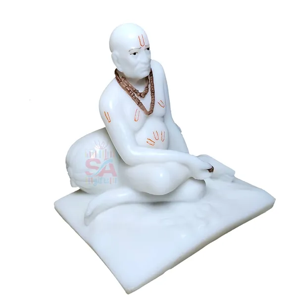 Swami_Samarth_Marble_Idol/Murti_in_Sitting_Position_(5_Inch,_White)