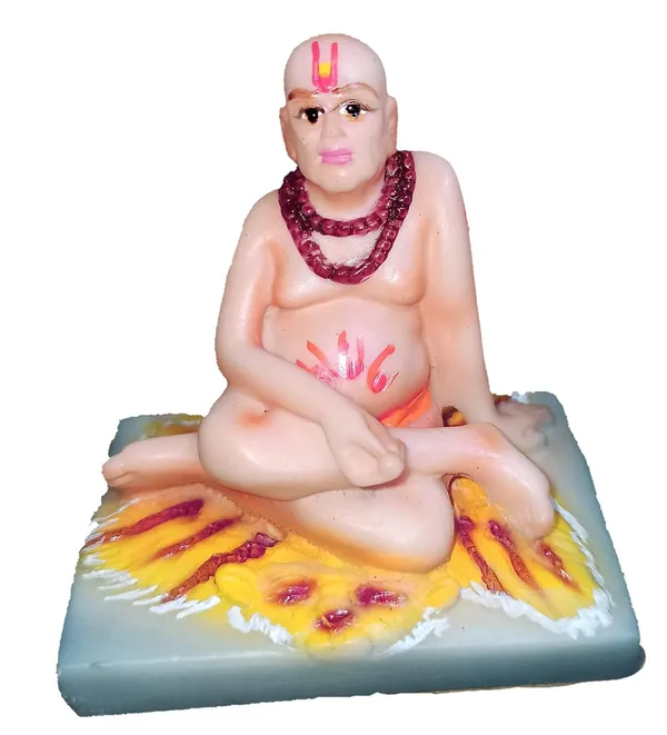 Sai_Amrut_Swami_Samarth_Idol/Murti_in_Sitting_Position_for_Car_Dashboard_(Resine),_White,_Standard_(Swamisamarth_murti)
