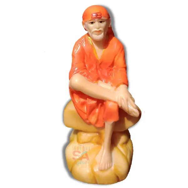Sai_Amrut_Shirdi_Sai_Baba_Murti_Marble_Dust_Idol_Statue_for_Pooja_(Orange_4.5_Inch)