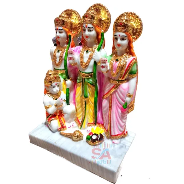 Sai_Amrut_Marble_Stone_Exclusive_Gold_Foil_Work_Ram_Darbar_Family_Idol_(Multicolor)_(5.5_Inch)