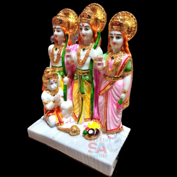 Sai_Amrut_Marble_Stone_Exclusive_Gold_Foil_Work_Ram_Darbar_Family_Idol_(Multicolor)_(5.5_Inch)