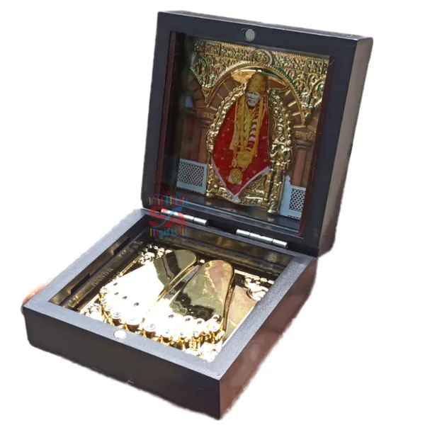 Sai_Amrut_Decorative_Sai_Baba_Photo_Frame_With_Charan_Paduka,_Sadguru_Sai_Wooden_Momento_(3_X_3_Inch,_1),_Tabletop
