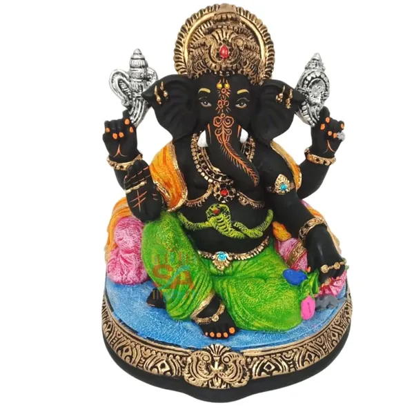 Sai_Amrut_Polymarble_Matte_Finish_Ganesha_Statue_Idols_&_Figurines_(Matte_Black_Green,_7_inch)